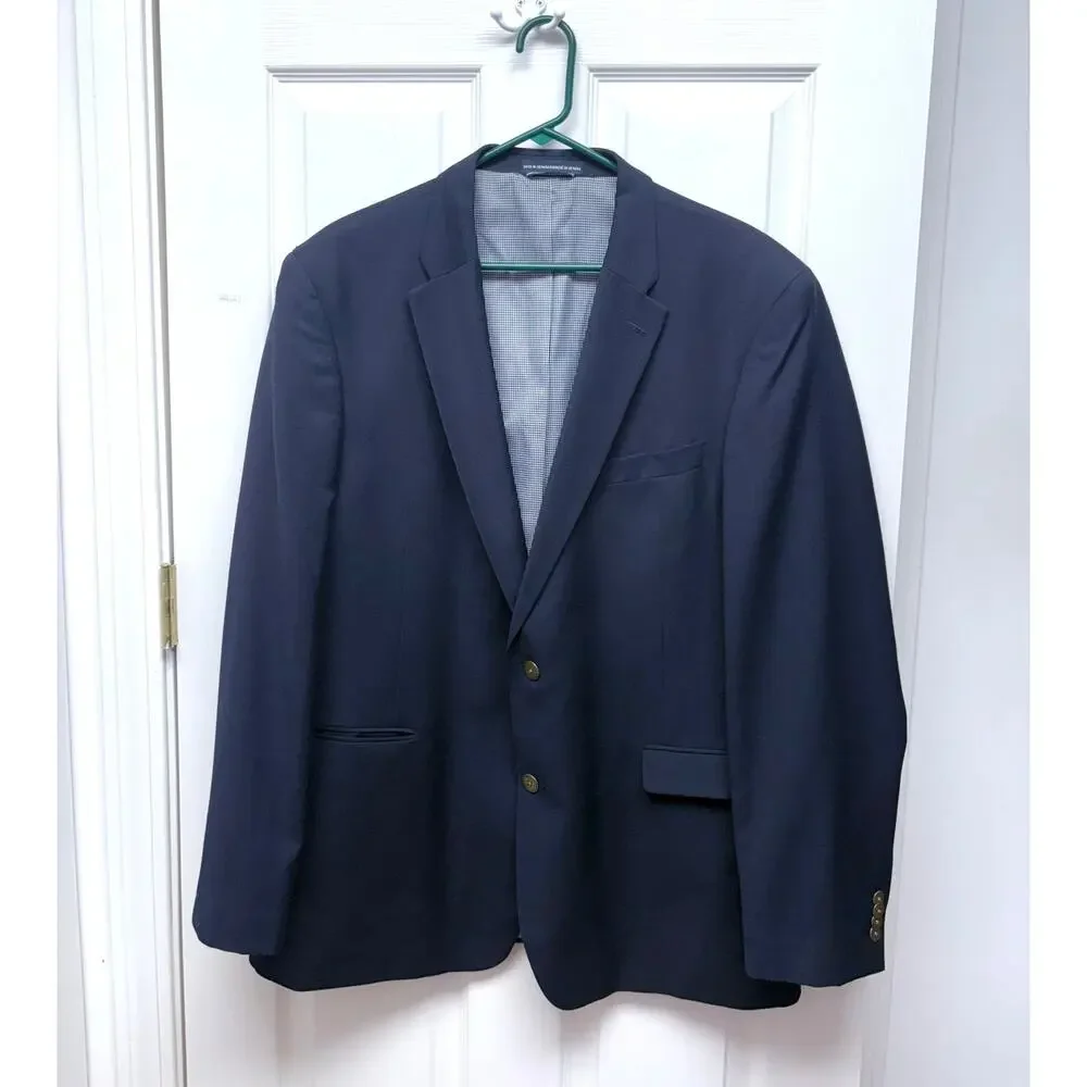 Tommy Hilfiger Sport Coat Wool Blend Navy Blue Suit Jacket, Mens Size 46L Blazer